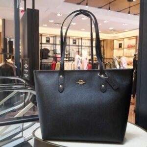  coach city tote bag with og box(8913 all black)