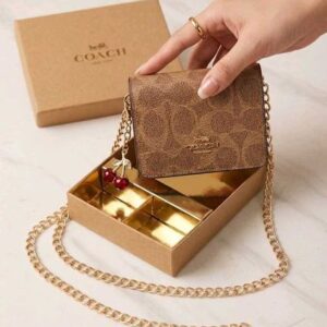 coac h mini wallet with charm and box(cxbo2 biege)
