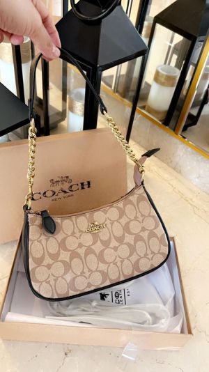 coach teri singature canvas shoulder bag with box dustbag slingbelt 5656 coach teri singature canvas shoulder bag with box dustbag slingbelt 5656