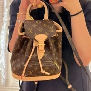  louis vuitton mini backpack 22 23cm with og box (44233 brown flower)