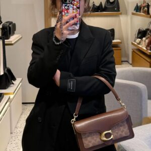 coach tabby shoulder bag 26 dark brown print leather dual strap with og double box high quality dark brown print 80626
