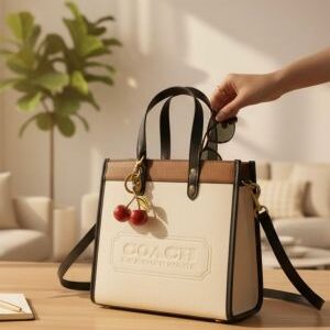 coac h field tote 22 bag with og folding box with charm 6249
