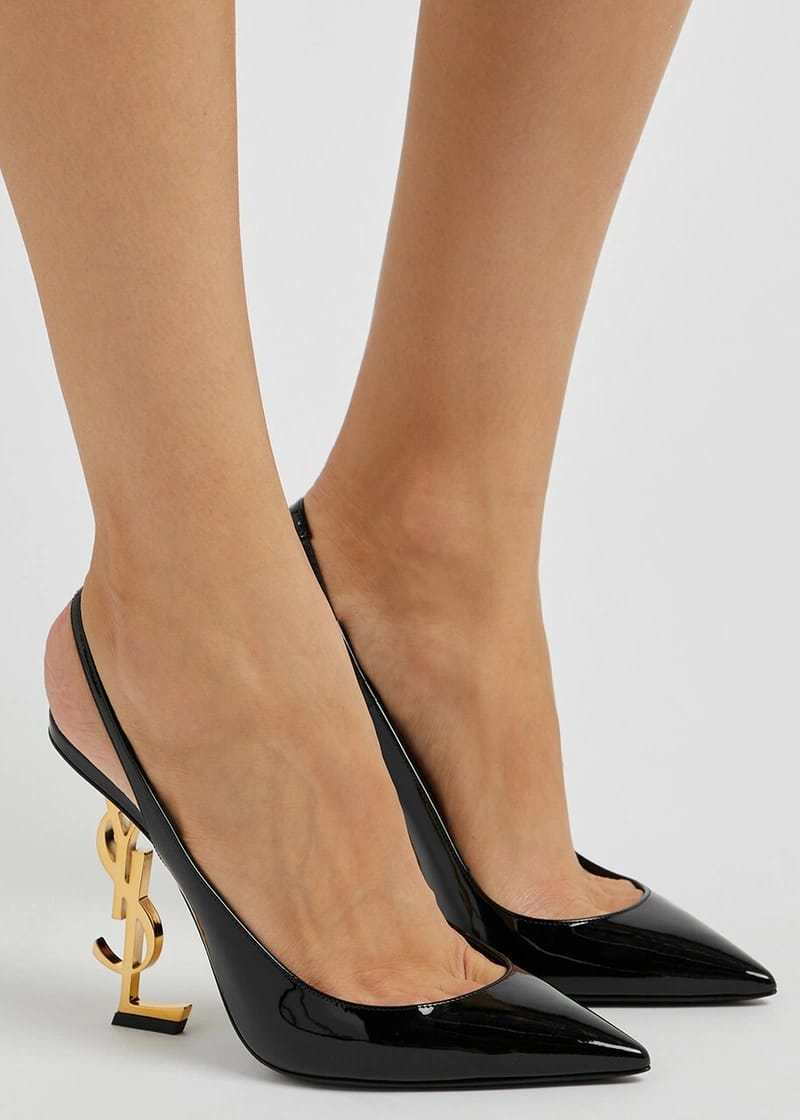 ysl saint laurent opyum heel black gold slingback pumps 8679 black gold with og box carry bag ysl saint laurent opyum heel black gold slingback pumps 8679 black gold with og box carry bag