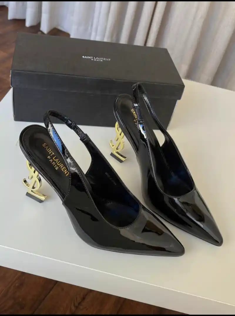 ysl saint laurent opyum heel black gold slingback pumps 8679 black gold with og box carry bag ysl saint laurent opyum heel black gold slingback pumps 8679 black gold with og box carry bag