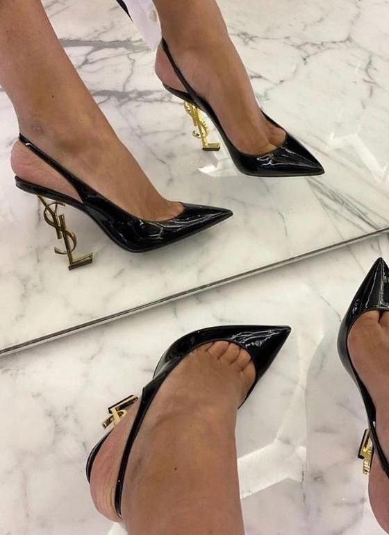ysl saint laurent opyum heel black gold slingback pumps 8679 black gold with og box carry bag ysl saint laurent opyum heel black gold slingback pumps 8679 black gold with og box carry bag