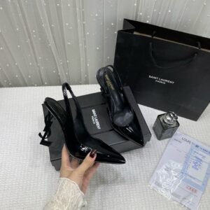 ysl saint laurent opyum heel black black slingback pumps 8679 black black with og box carry bag
