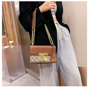 gucc i padlock 20cm bag with og box(409487 brown brown)