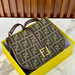 fend i boston 365 brown ff jacquard fabric bag 1477