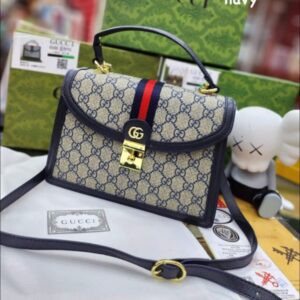 gucc.i ophidia top handle blue shoulder bag with box & dust cover & carry bag 45688