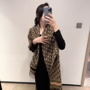 dio.r oblique black beige cotton pashmina with og box