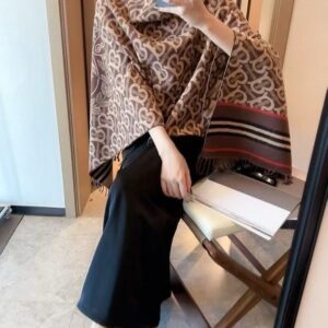 burberr.y monogram equestrian knight brown beige cotton pashmina with og box & carry bag