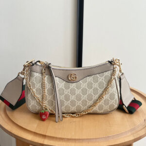 gucc.i ophidia gg supreme shoulder bag with og box dust cover & carry bag g735132 beige khakhi strawberry