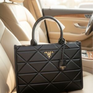 prad a symbol tote bag with dust bag (2186 black)