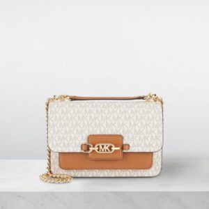 michae l kors mk heather shoulder bag with og box(22301 biege brown)
