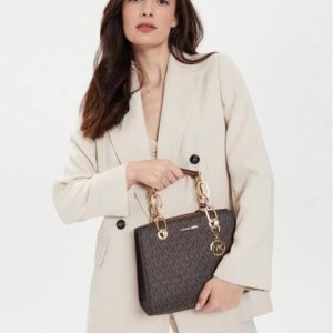 michae.l kors cynthia small signature logo satchel with carry bag coffee brown 2427