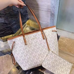 michae.l kors mk voyager tote bag with side pocket & dust bag (beige brown 2003)
