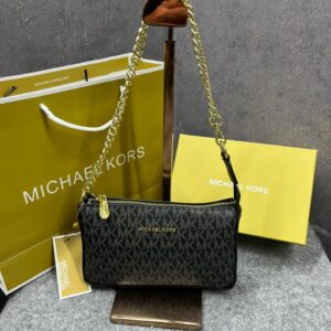 michae.l kors mk md chain pouchette bag with og box & dust bag 1930 black