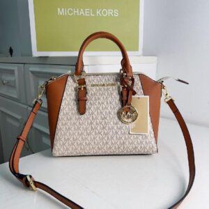 michae.l kors sienna medium satchel beige brown bag with dust cover m3015 beige brown