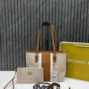 michae.l kors cb 40628 jet set traveltote with wallet dustcover carrybag beige brown