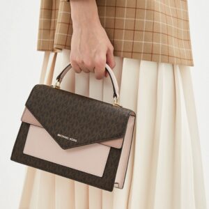 michae.l kors ludlow tophandle bag with og box dust cover & carry bag 3328 coffee pink
