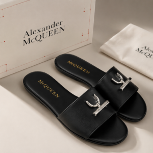 alexander mcqueen alex leather for women with og box & carry bag black 1892