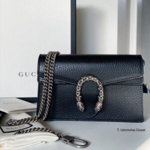 gucci dionysus mini bag in black leather with og box dust cover & carry bag black 476430
