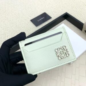 loewe card holder case wallet anagram hardware silver with dust cover & og box l1109 white