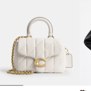 coach tabby top handle bag white with quilting with og box dust cover & carry bag 9922 white