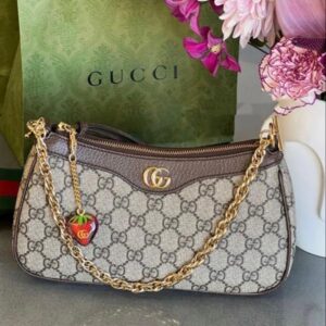 gucc.i ophidia gg supreme shoulder bag with og box dust cover & carry bag g735132 coffee brown strawberry