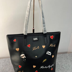 karl lagerfeld embossed logo tote para mujer original with dust bag 6454