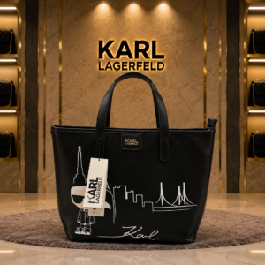 karl lagerfeld embossed logo tote para mujer original with dust bag 6456