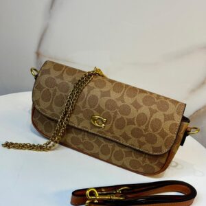 coachh brook flap chain bag with dust cover can90 apricot brown