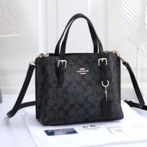 coachh mollie 23021 black black smalltote with dustcover longbelt