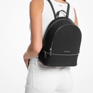 michaell kors cb rhea black pebbled leather backpack with original dust cover & carry bag black 15117