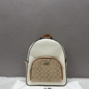 coachh court backpack white apricot with original dustcover packaging white apricot 65201