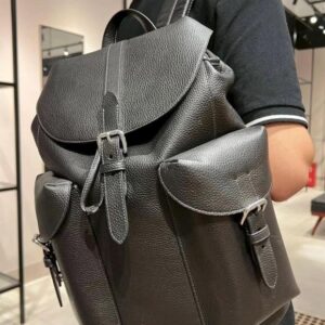 coachh warner backpack signature canvas coated canvas leather with dust cover 909 black