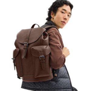 coachh warner backpack signature coated canvas leather with dust cover 909 red coffee