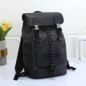 coachh rivington backpack colorblock black black signature canvas unisex backpack with dust cover 058 1 black black
