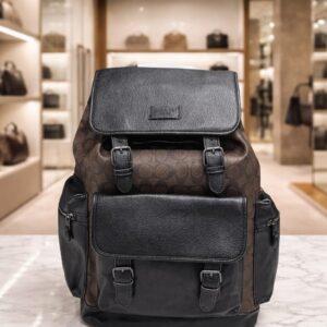 coachh unisex rivington backpack coffee black sprint leather with dust bag 059 coffee black