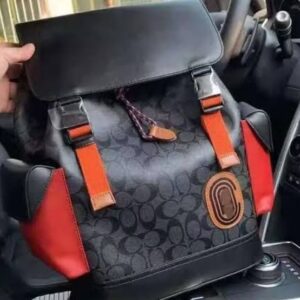 coachh black red rivington colorblock unisex backpack with dustcover 060
