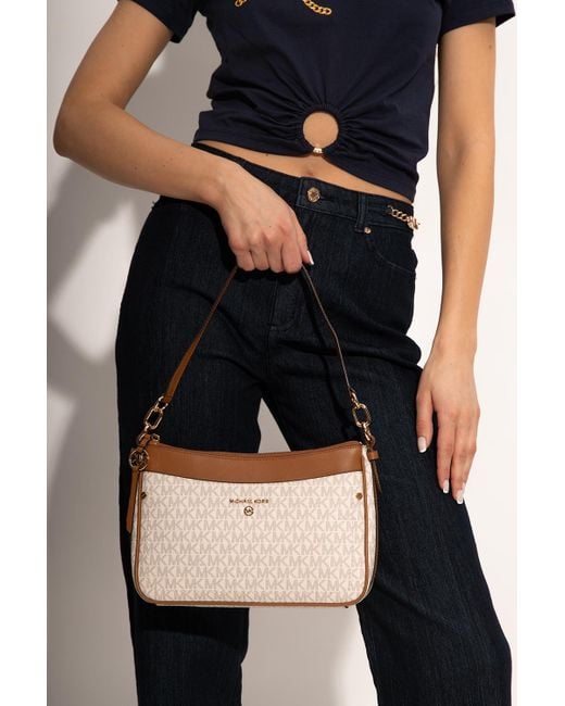 michaell kors 2038 jet set shoulder crossbodybag with originalbox dustcover beige brown michaell kors 2038 jet set shoulder crossbodybag with originalbox dustcover beige brown