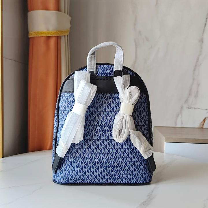 michaell kors 908 blue beige cb signature edition medium backpack with carry bag & dust cover beige blue michaell kors 908 blue beige cb signature edition medium backpack with carry bag & dust cover beige blue