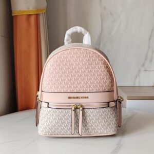 michaell kors 908 pink beige cb signature edition medium backpack with carry bag & dust cover pink beige