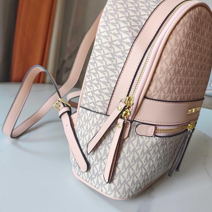 michaell kors 908 pink beige cb signature edition medium backpack with carry bag & dust cover pink beige michaell kors 908 pink beige cb signature edition medium backpack with carry bag & dust cover pink beige