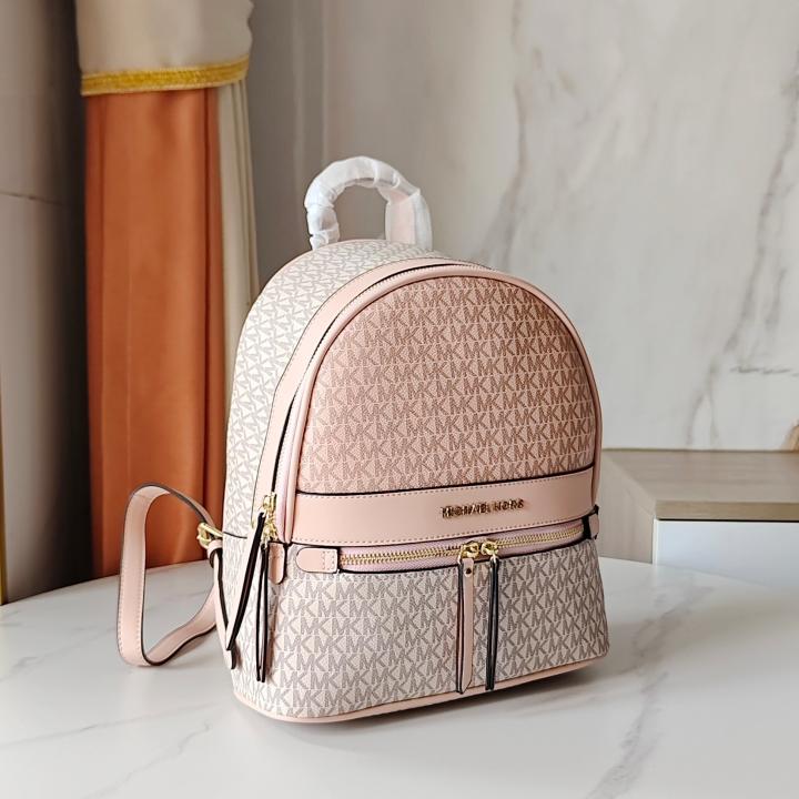 michaell kors 908 pink beige cb signature edition medium backpack with carry bag & dust cover pink beige michaell kors 908 pink beige cb signature edition medium backpack with carry bag & dust cover pink beige