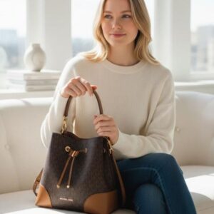michaell kors cb bucket coffee brown with dust cover carry bag 168 coffee brown