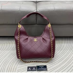 chanell cb noir ligne elancee shoulder maxi bag wine burgundy leather with original carry bag dustcover tags c8323