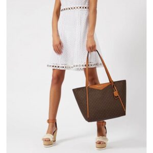 michaell kors whitney signature shoulder bag with dust cover beige brown 0679