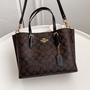 coac h mollie leather tote bag with dust bag box & shoulder strap 6408