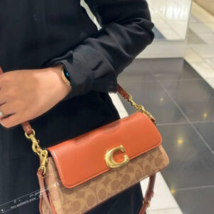 coachh small jet shoulder bag dust cover apricot brown cam16
